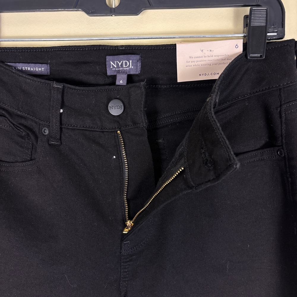 NWT NYDJ Marilyn Straight Leg Jeans Black Women Size 6 Casual Office High Rise - Picture 10 of 16
